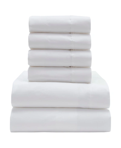Elite Home 800 Thread Count Cotton-rich 6 Piece Sheet Set With Bonus Pillowcases, Queen Bedding In White