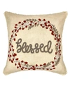 MOD LIFESTYLES BLESSED WREATHE EMBROIDERY PILLOW, 18" SQUARE