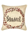 Mod Lifestyles Blessed Wreath Embroidered Decorative Pillow, 18" X 18" In Natural