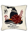 MOD LIFESTYLES HALLOWEEN WITCH HAT PRINTED AND EMBROIDERED PILLOW, 18" SQUARE