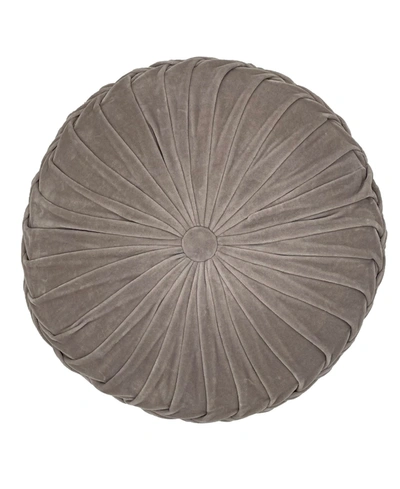 Mod Lifestyles Button Tufted Velvet Decorative Pillow, 16" Round In Silver-tone Cloud