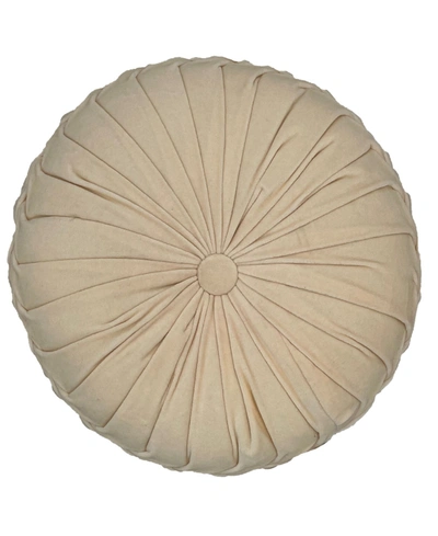 Mod Lifestyles Button Tufted Velvet Decorative Pillow, 16" Round In Pearl