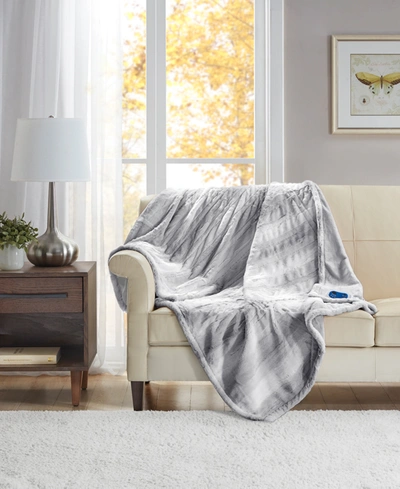 Premier Comfort Closeout!  Electric Faux-fur Throw, Created For Macy's In Grey