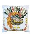 MOD LIFESTYLES COLORFUL TURKEY EMBROIDERY PILLOW, 18" SQUARE