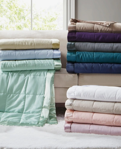Madison Park Windom Lightweight Down Alternative Satin Trim Blanket, Twin In Teal