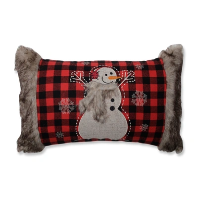 Pillow Perfect Fur Snowman Oblong Red/black Rectangular Throw Pillow