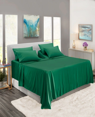 Nestl Bedding Bedding 7 Piece Extra Deep Pocket Bed Sheet Set, King Split In Hunter Green