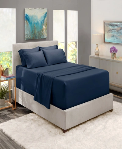Nestl Bedding Bedding 6 Piece Extra Deep Pocket Bed Sheet Set, California King In Navy Blue