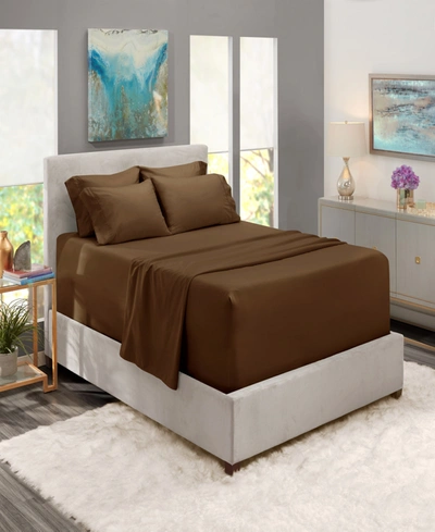Nestl Bedding Bedding 6 Piece Extra Deep Pocket Bed Sheet Set, California King In Chocolate Brown