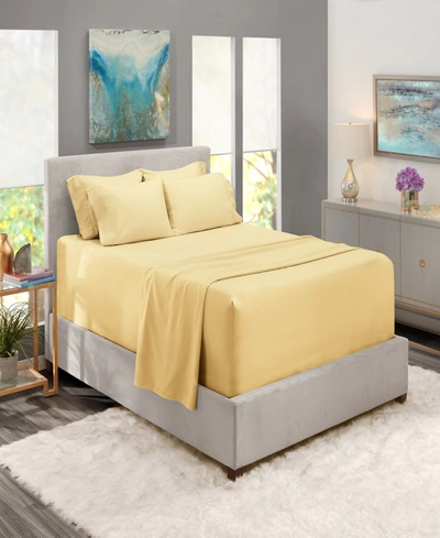 Nestl Bedding Bedding 6 Piece Extra Deep Pocket Bed Sheet Set, King In Vanilla Yellow