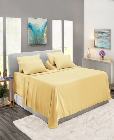 Nestl Bedding Bedding 7 Piece Extra Deep Pocket Bed Sheet Set, King Split In Vanilla Yellow