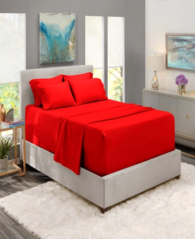 Nestl Bedding Bedding 6 Piece Extra Deep Pocket Bed Sheet Set, King In Cherry Red