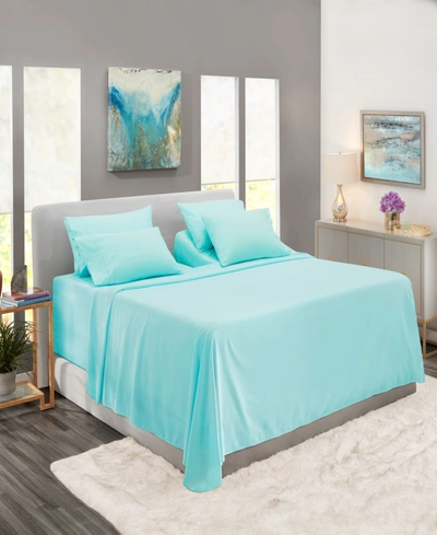 Nestl Bedding Bedding 7 Piece Extra Deep Pocket Bed Sheet Set, King Split In Aqua Light Blue