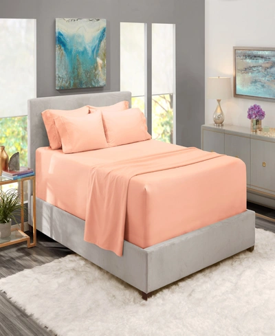 Nestl Bedding Bedding 4 Piece Extra Deep Pocket Bed Sheet Set, Twin/long In Peach