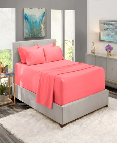 Nestl Bedding Bedding 4 Piece Extra Deep Pocket Bed Sheet Set, Twin In Coral Pink