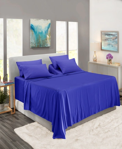 Nestl Bedding Bedding 7 Piece Extra Deep Pocket Bed Sheet Set, King Split In Royal Blue