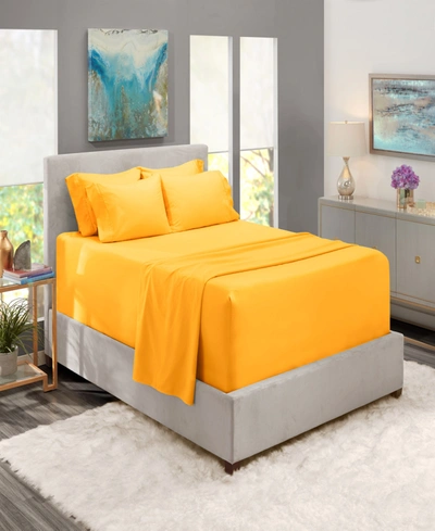 Nestl Bedding Bedding 4 Piece Extra Deep Pocket Bed Sheet Set, Twin In Yellow
