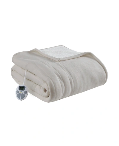 Serta Electric Reversible Fleece To Sherpa Blanket, Full In Tan