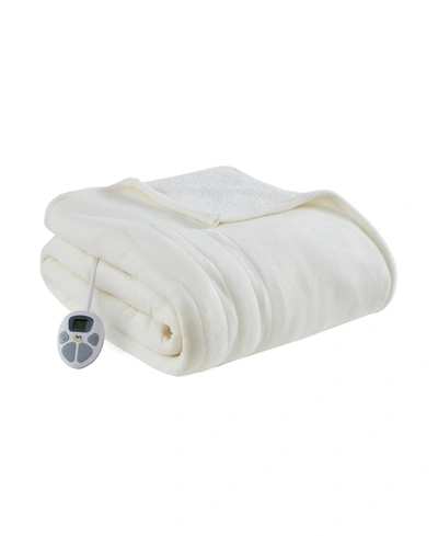 Serta Electric Reversible Fleece To Sherpa Blanket, Queen In Ivory