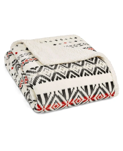 Eddie Bauer Mountain Village Ultra Soft Plush Fleece Reversible King Blanket Bedding In Brown