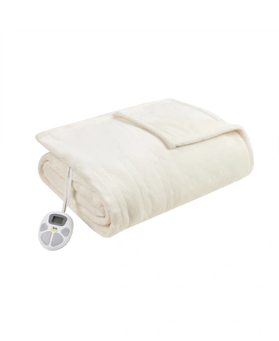 Serta Electric Plush Blanket, Twin Bedding In Ivory