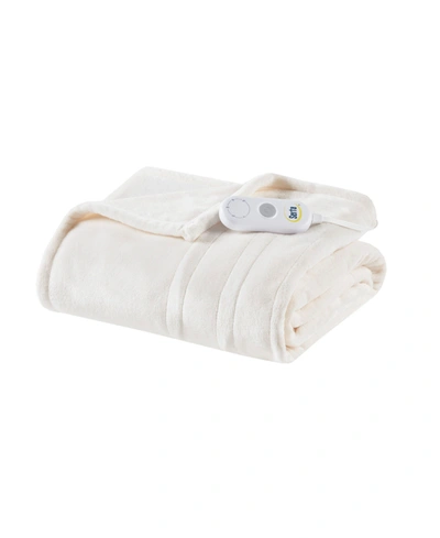 Serta Plush Heated Throw Bedding In Ivory