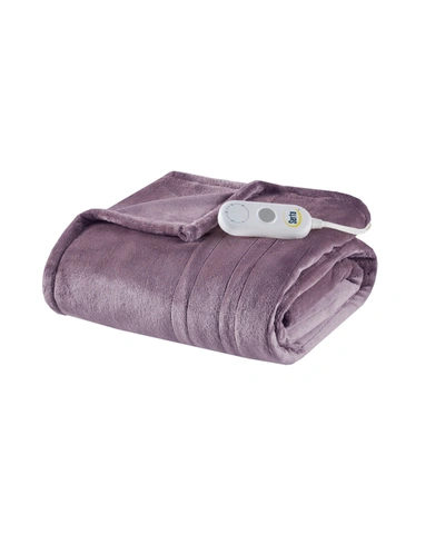 Serta Plush Heated Throw Bedding In Purple
