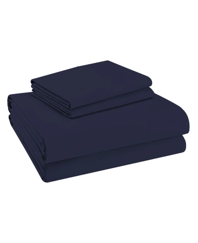 Purity Home 100% Cotton Percale 4 Pc Sheet Set Full In Navy