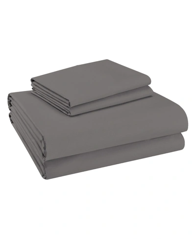 Purity Home 100% Cotton Percale 4 Pc Sheet Set Full In Light Gray