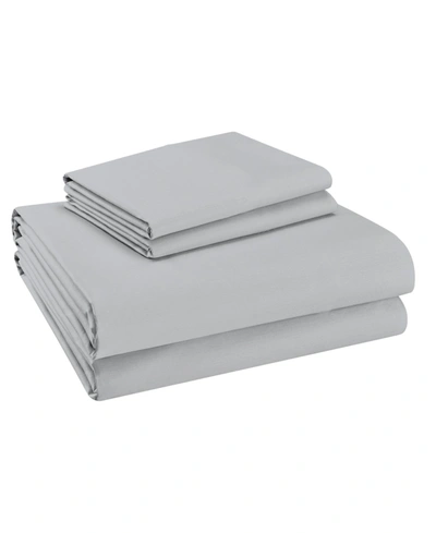 Purity Home 400 Thread Count Cotton Percale 4 Pc Sheet Set Full In Light Gray
