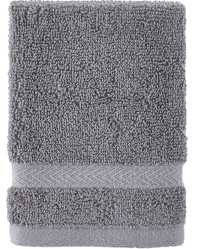 Tommy Hilfiger Modern American Solid Cotton Washcloth, 13" X 13" In Grey Violet