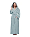 Arus Hooded Full Ankle Length Premium Fleece Bathrobe Bedding In Seafoam