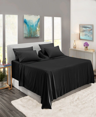 Nestl Bedding Bedding 7 Piece Extra Deep Pocket Bed Sheet Set, King Split In Black