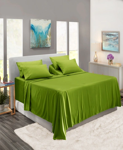 Nestl Bedding Bedding 7 Piece Extra Deep Pocket Bed Sheet Set, King Split In Calla Green