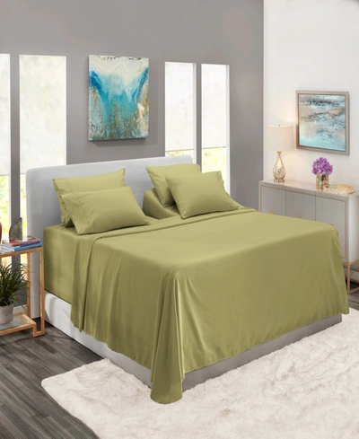 Nestl Bedding Bedding 7 Piece Extra Deep Pocket Bed Sheet Set, King Split In Sage Olive Green