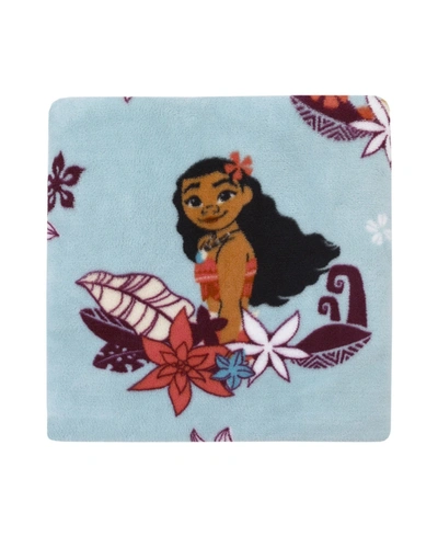Disney Moana Feel The Waves, Coral With Pua Pig And Tropical Flowers Super Soft Toddler Blanket Bedding In Aqua