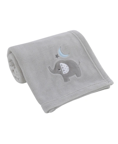 Nojo Elephant Stroll Star And Moon Applique Super Soft Baby Blanket Bedding In Gray