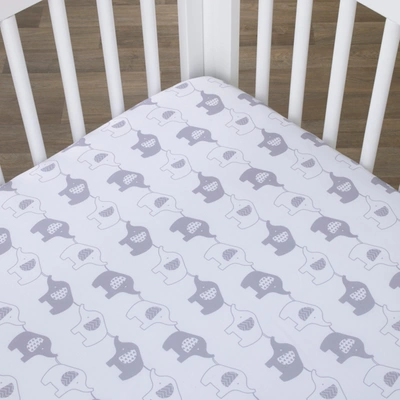 Nojo Elephant Stroll Fitted Crib Sheet Bedding In Pink