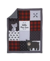 NOJO LITTLE MAN CAVE BEAR, FOX, MOOSE, BUFFALO CHECK AND ARROWS RUSTIC NURSERY CRIB BEDDING SET, 3 PIECE