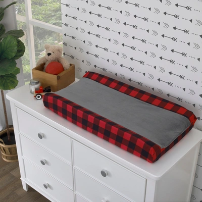 Nojo Little Man Cave Buffalo Check Super Soft Contoured Changing Pad Cover Bedding In Red