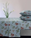 Tribeca Living Leilani Floral Flannel Extra Deep Pocket 3 Piece Sheet Set, Twin In Blue