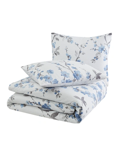 Cannon Kasumi Floral 3 Piece Comforter Set, Full/queen In Blue