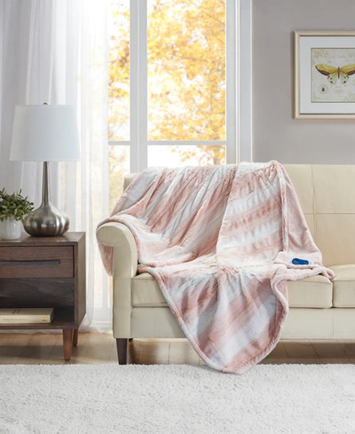 Premier Comfort Electric Faux-fur Throw, Created For Macy's Bedding In Blush