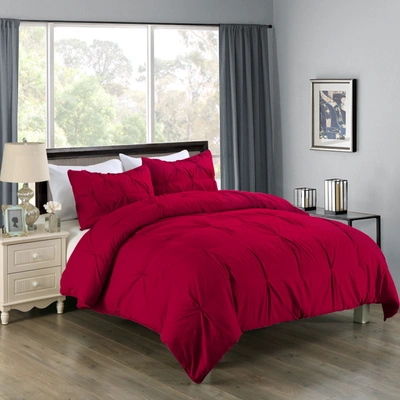 Lotus Home Pintuck Comforter Mini Set With Water And Stain Resistance Bedding In Red