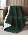 EDDIE BAUER SOLID BI COLORED FAUX SHEARLING REVERSIBLE THROW, 60" X 50"