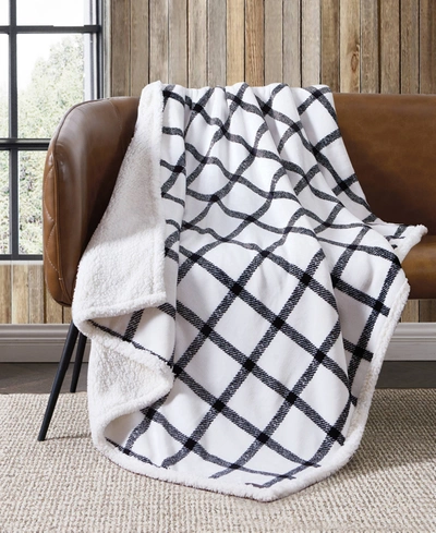 Eddie Bauer Bunkhouse Plaid Ultra Soft Plush Fleece Reversible Throw Bedding In Carbon