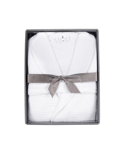 Hotel Collection Cotton Boxed Waffle Textured Bath Robe, Created For Macy's In White