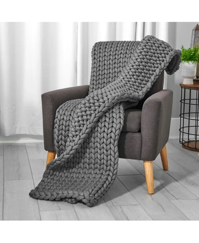 Tranquility Chunky Knit Weighted Throw, 11.9 Lbs, 48" X 72" In Gray