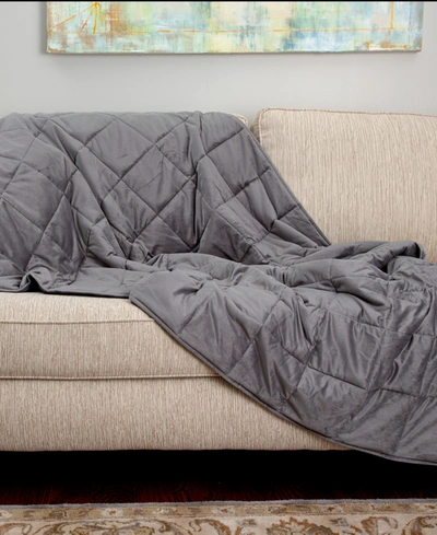 Sealy Quilted Plush Weighted Blanket Bedding In Pewter