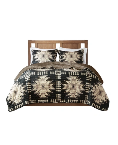 Woolrich Sierra Plush 3-pc. Quilt Set, King/california King In Tan And Black